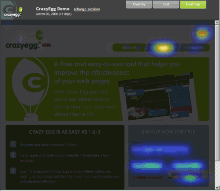 Crazy Egg Heatmap Snapshot 